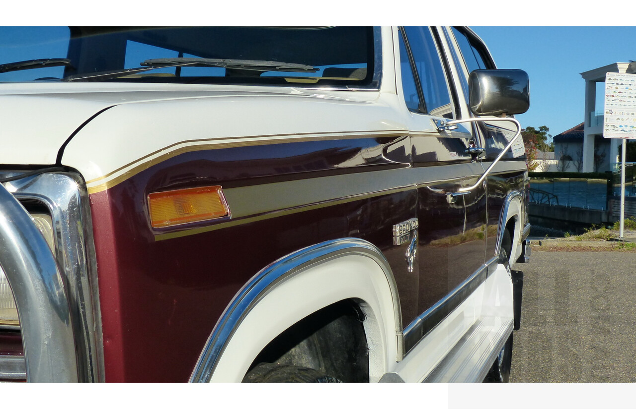 3/1985 Ford Bronco (4x4) 2d Wagon Metallic Brown & White 5.8L V8 351ci - Matching Numbers