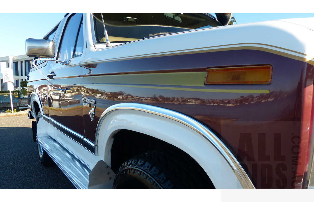 3/1985 Ford Bronco (4x4) 2d Wagon Metallic Brown & White 5.8L V8 351ci - Matching Numbers