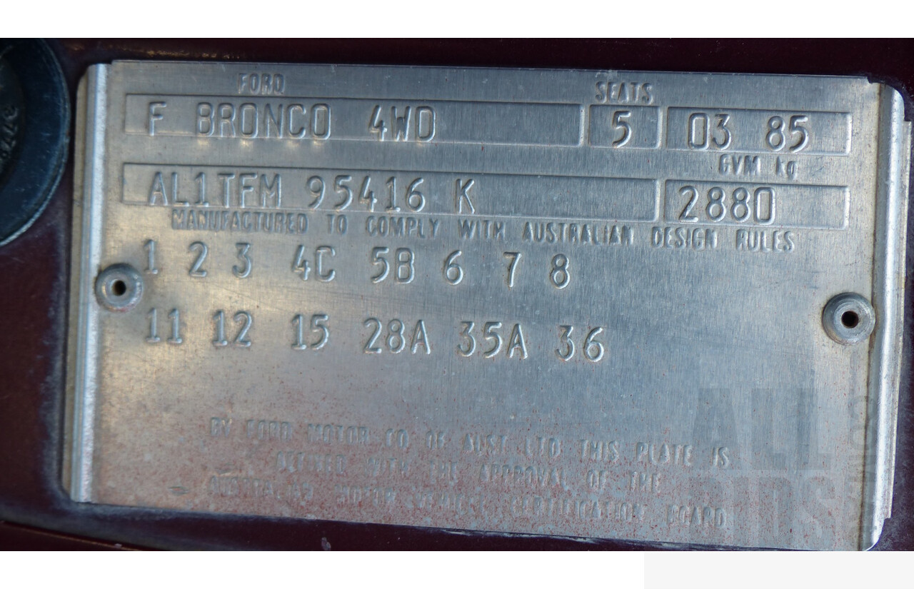 3/1985 Ford Bronco (4x4) 2d Wagon Metallic Brown & White 5.8L V8 351ci - Matching Numbers