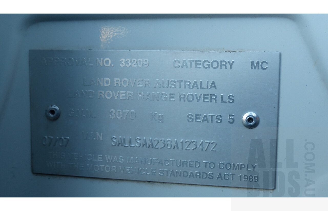 7/2007 Range Rover Range Rover Sport 3.6 TDV8 MY07 4d Wagon White 3.6L - V8 Turbo Diesel