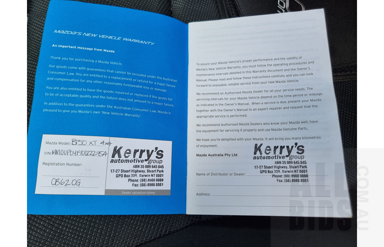 8/2014 Mazda BT-50 XT (4x4) MY13 Freestyle C/Chas White 3.2L Turbo Diesel