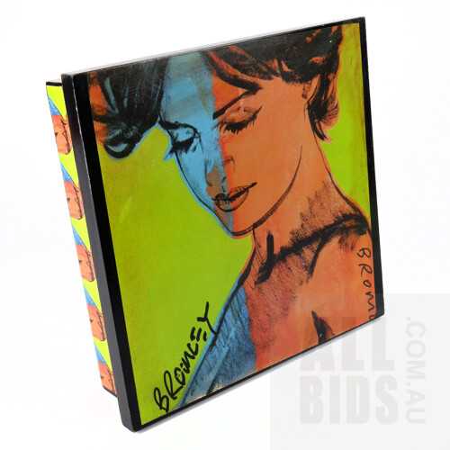 David Bromley (born 1960), Bromley Box 149 2021, Digital Print Laid on Timber, 32 x 32 x 7 cm, Hand-Signed