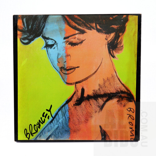 David Bromley (born 1960), Bromley Box 149 2021, Digital Print Laid on Timber, 32 x 32 x 7 cm, Hand-Signed