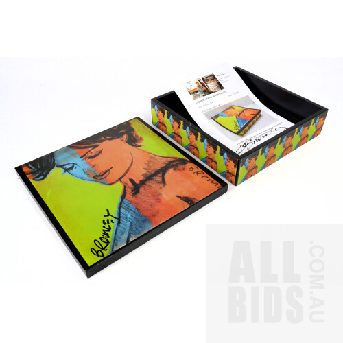 David Bromley (born 1960), Bromley Box 149 2021, Digital Print Laid on Timber, 32 x 32 x 7 cm, Hand-Signed