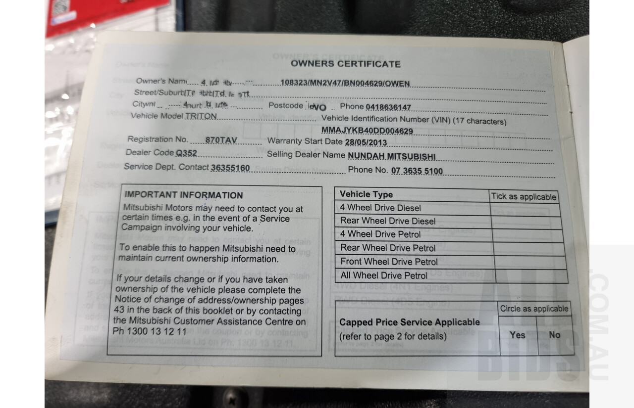 2/2013 Mitsubishi Triton Glx-R (4x4) MN MY13 Double Cab Utility Grey 2.5L