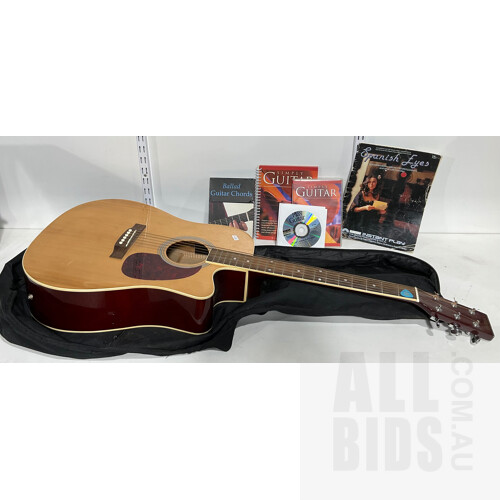 Livingstone Electric Acoustic Guitar in Livingstone Soft Zip Up Case and Simply Guitar CD & Manual, Instant Play Guitar CDS, Ballad Guitar Chords and Spanish Eyes Music Book