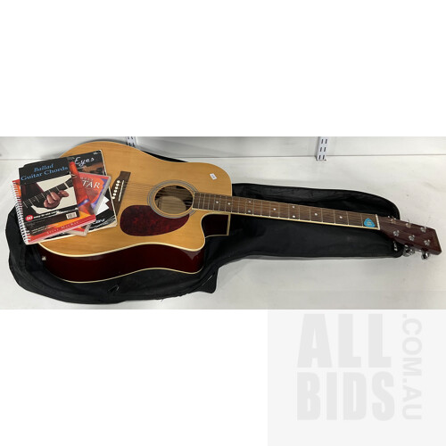 Livingstone Electric Acoustic Guitar in Livingstone Soft Zip Up Case and Simply Guitar CD & Manual, Instant Play Guitar CDS, Ballad Guitar Chords and Spanish Eyes Music Book