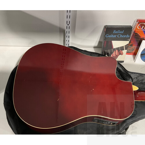 Livingstone Electric Acoustic Guitar in Livingstone Soft Zip Up Case and Simply Guitar CD & Manual, Instant Play Guitar CDS, Ballad Guitar Chords and Spanish Eyes Music Book