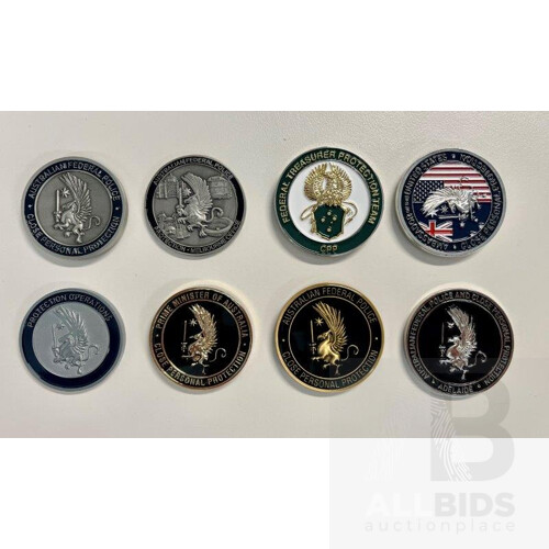 Full set of Close Protection Challenge Coins (8)
