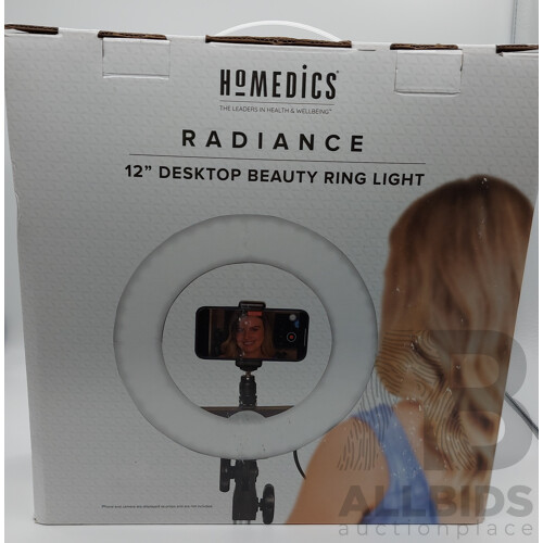 HOMEDICS (SL200AU) Beauty Desktop Black/White LED Ring Light - ORP $199