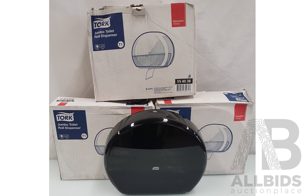 Tork T1 Jumbo Toilet Roll Dispenser (Black) - Lot of 3 - Total ORP $174.24