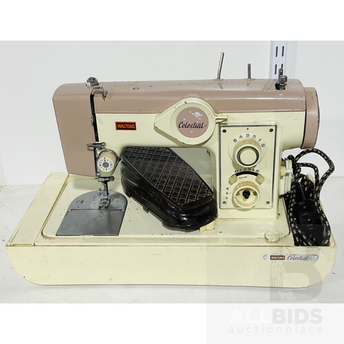 Vintage Waltons Celestial Sewing Machine With Carry-Case Cover