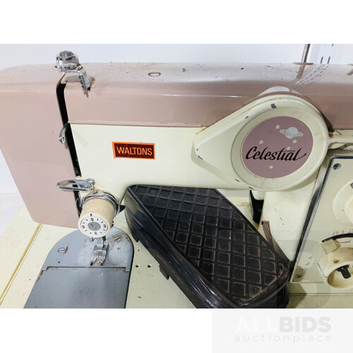 Vintage Waltons Celestial Sewing Machine With Carry-Case Cover