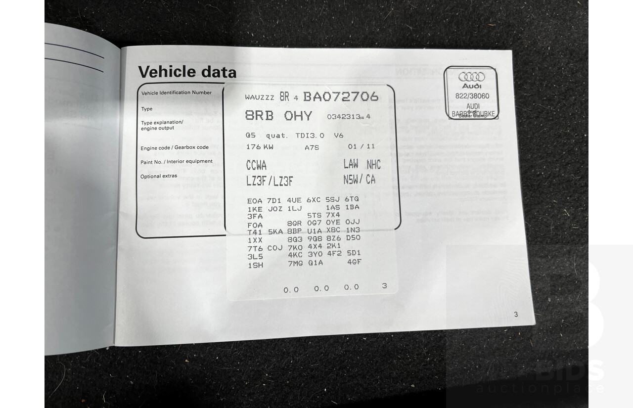 4/2011 Audi Q5 3.0 TDI Quattro 8R MY11 4d Wagon Maroon 3.0L