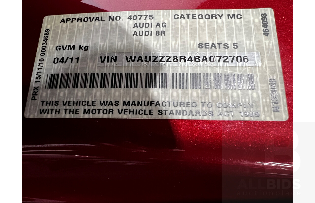 4/2011 Audi Q5 3.0 TDI Quattro 8R MY11 4d Wagon Maroon 3.0L