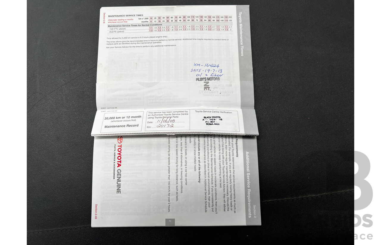 11/2007 Toyota Landcruiser GXL (4x4) VDJ200R 4d Wagon White 4.5L