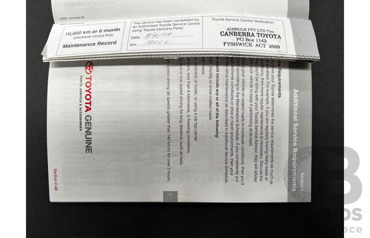 11/2007 Toyota Landcruiser GXL (4x4) VDJ200R 4d Wagon White 4.5L