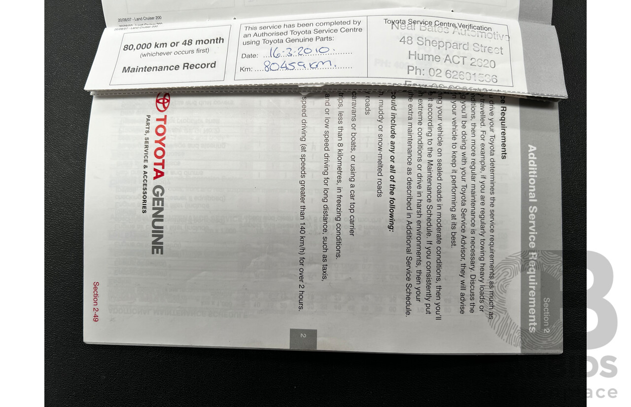 11/2007 Toyota Landcruiser GXL (4x4) VDJ200R 4d Wagon White 4.5L