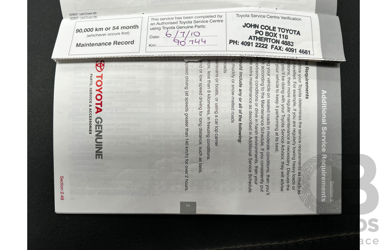 11/2007 Toyota Landcruiser GXL (4x4) VDJ200R 4d Wagon White 4.5L