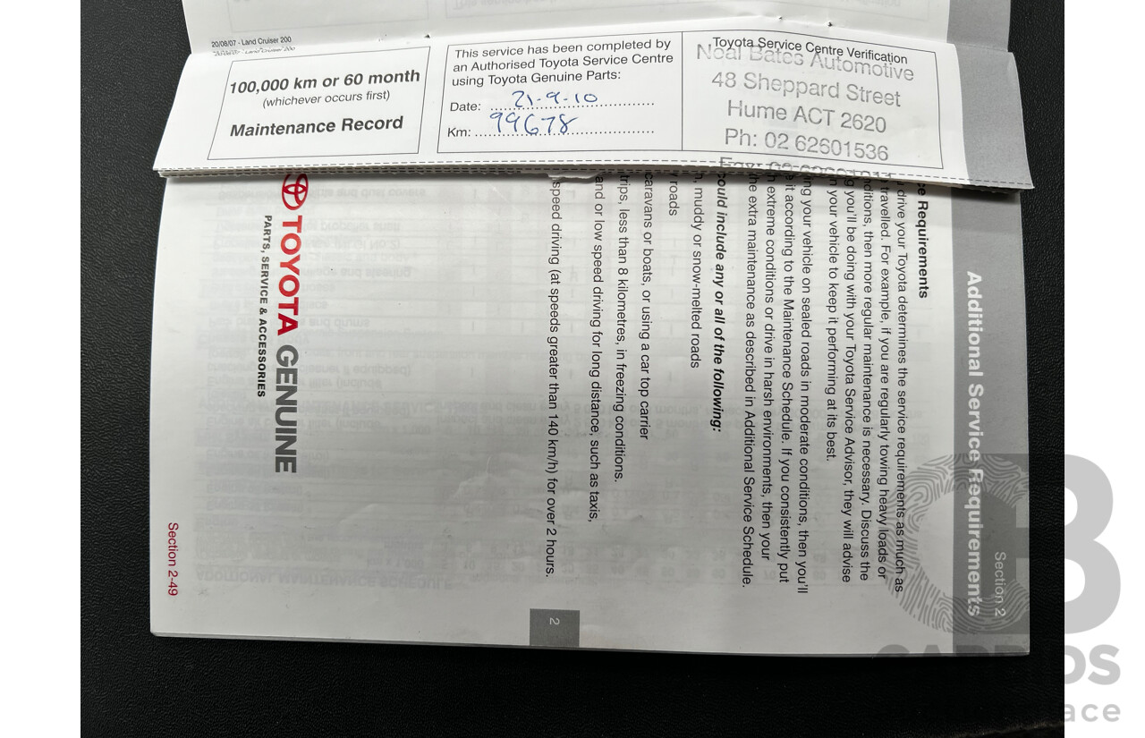 11/2007 Toyota Landcruiser GXL (4x4) VDJ200R 4d Wagon White 4.5L