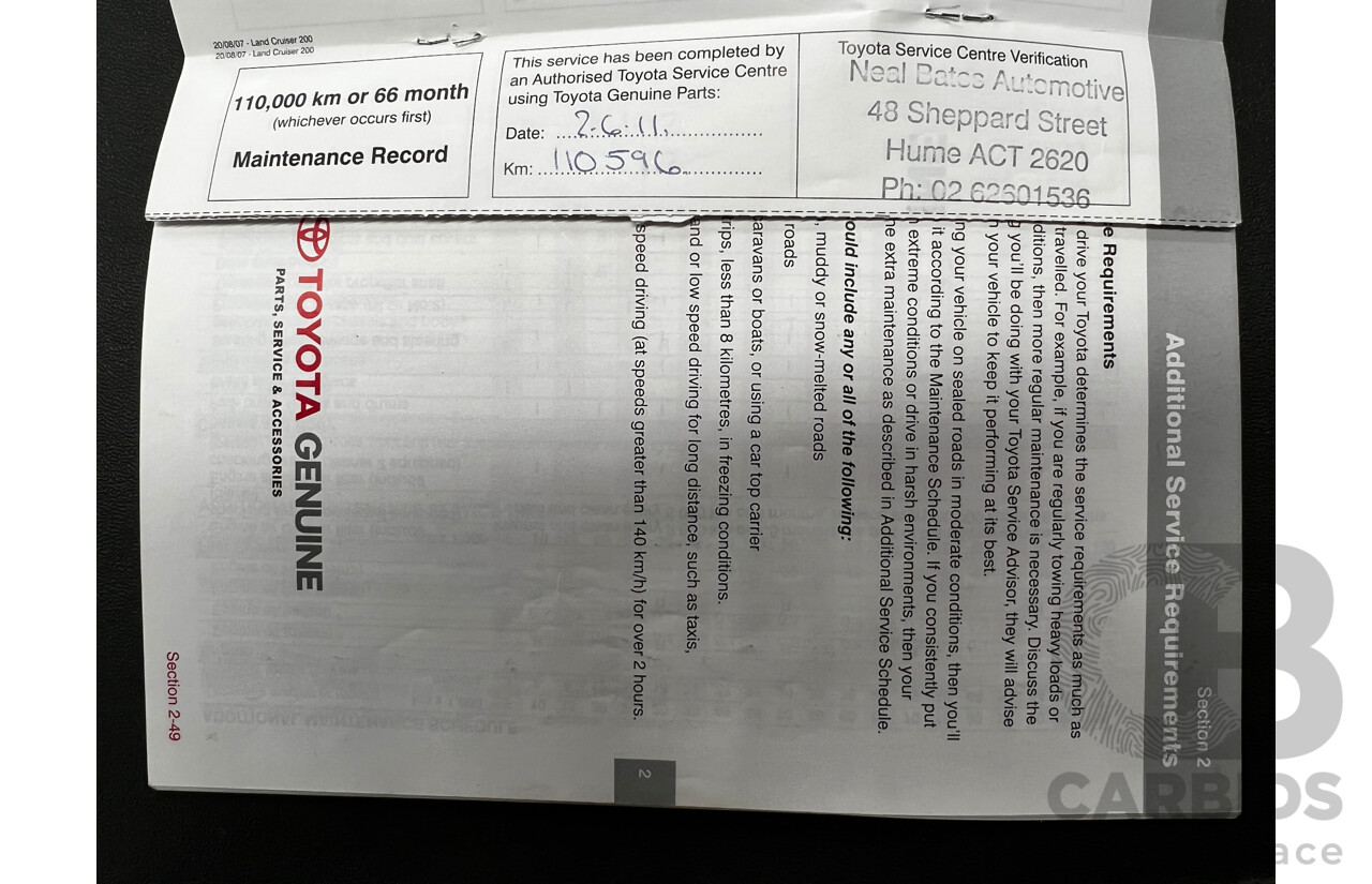 11/2007 Toyota Landcruiser GXL (4x4) VDJ200R 4d Wagon White 4.5L