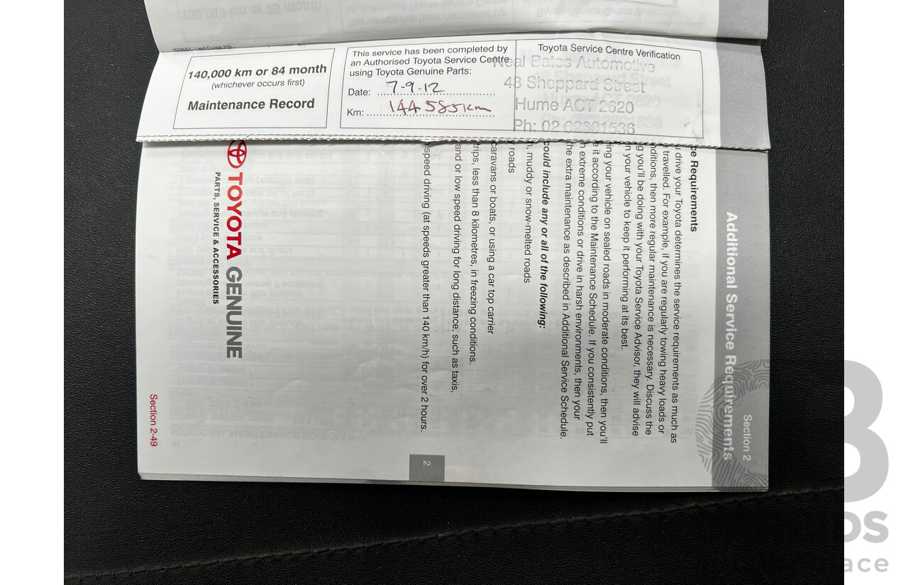 11/2007 Toyota Landcruiser GXL (4x4) VDJ200R 4d Wagon White 4.5L