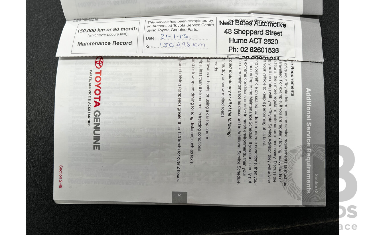 11/2007 Toyota Landcruiser GXL (4x4) VDJ200R 4d Wagon White 4.5L