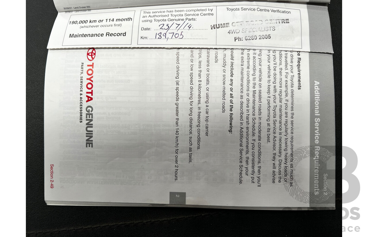 11/2007 Toyota Landcruiser GXL (4x4) VDJ200R 4d Wagon White 4.5L