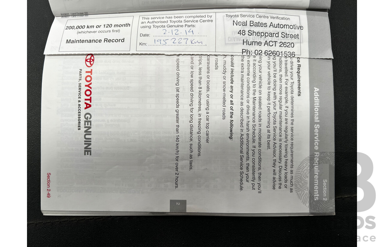 11/2007 Toyota Landcruiser GXL (4x4) VDJ200R 4d Wagon White 4.5L