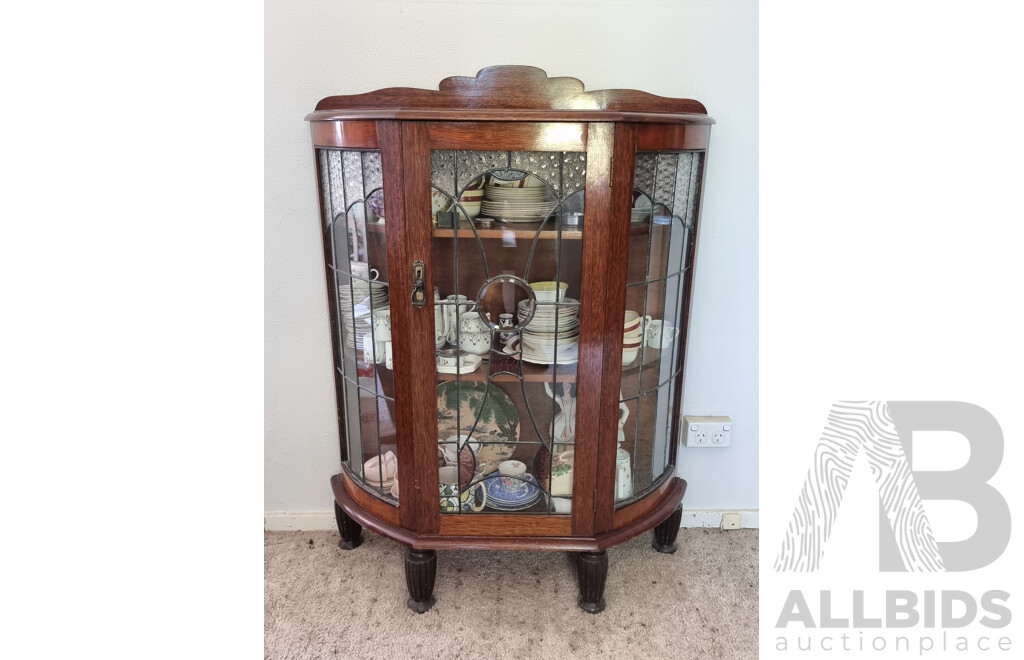Oak Leadlight Demilume China Cabinet