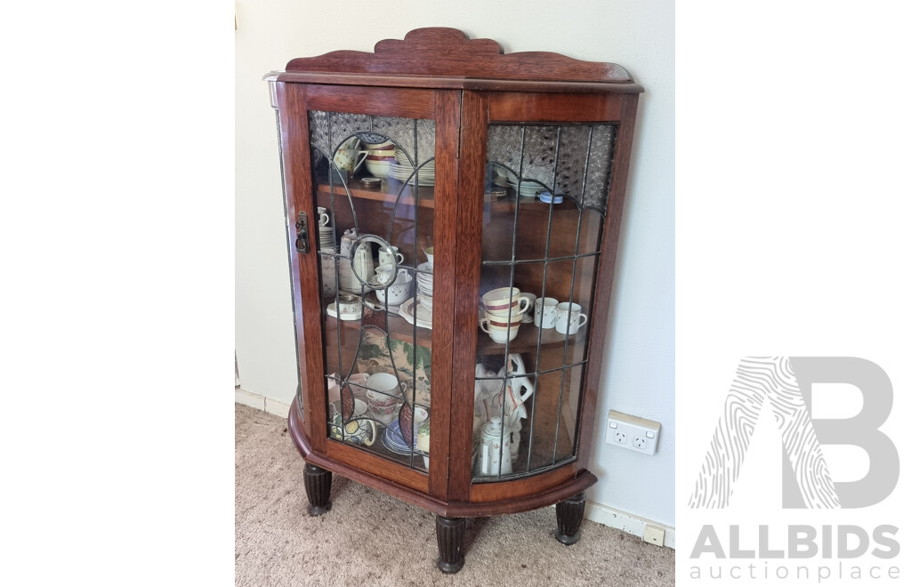 Oak Leadlight Demilume China Cabinet
