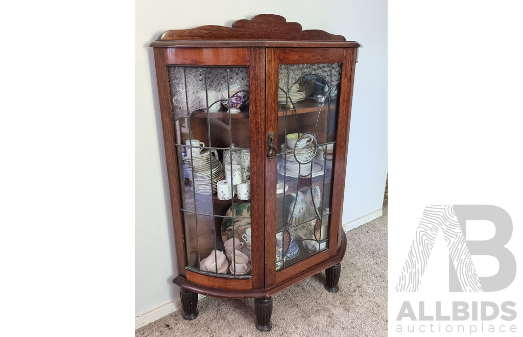 Oak Leadlight Demilume China Cabinet