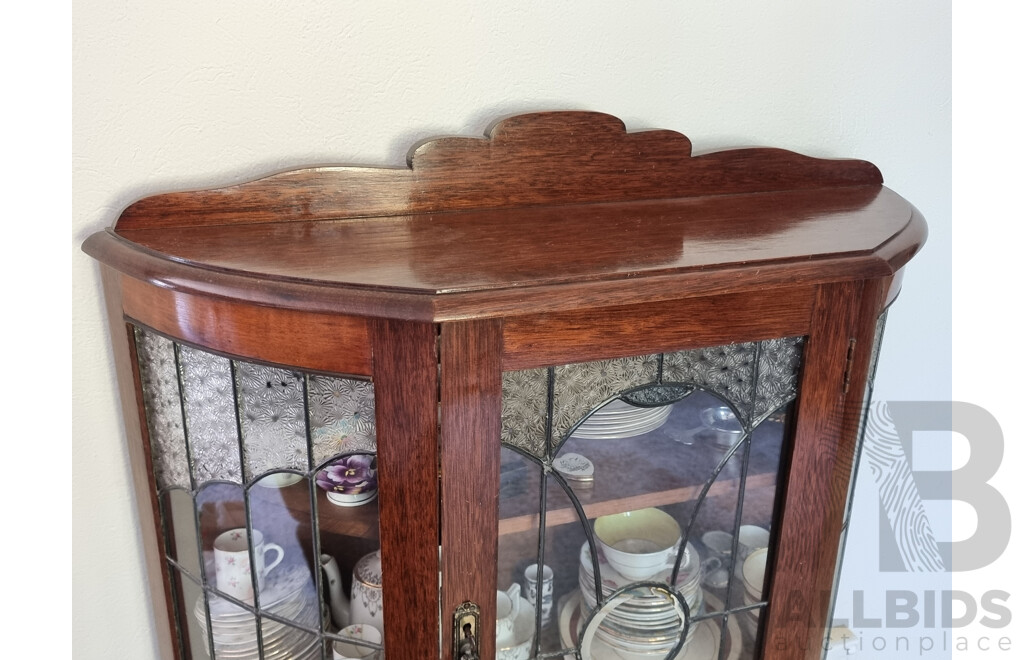 Oak Leadlight Demilume China Cabinet
