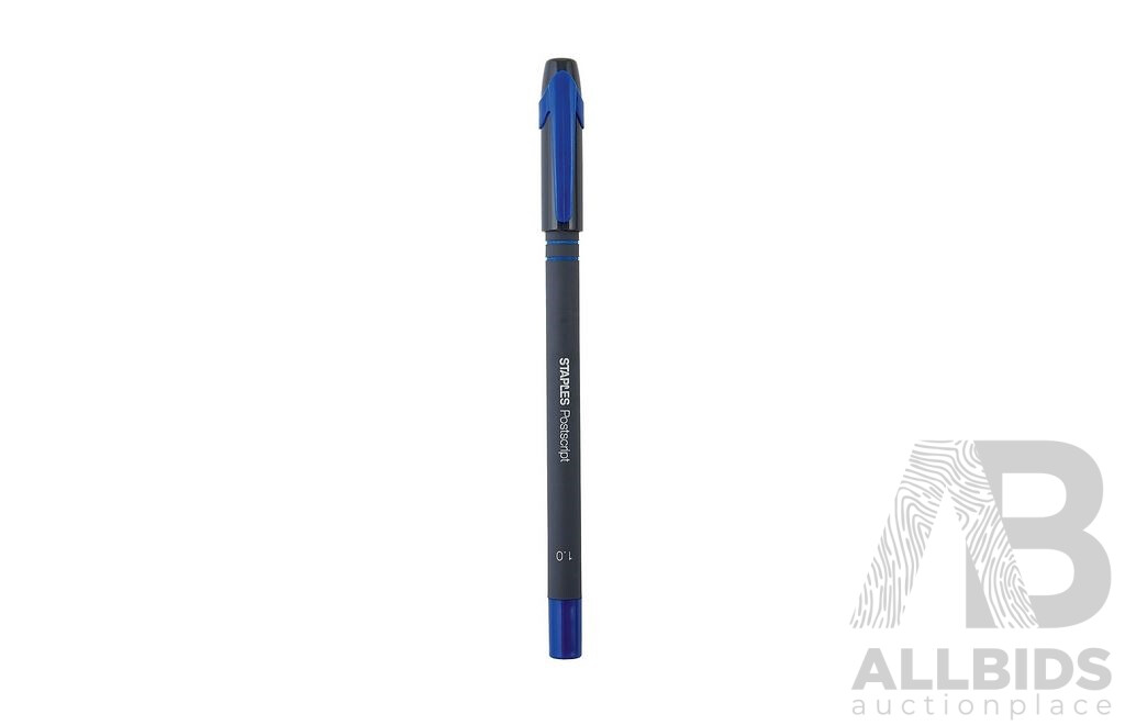 Staples Postscript Blue Ballpoint Pens (1 Dozen) - Lot of 12 - Total ORP $169.61