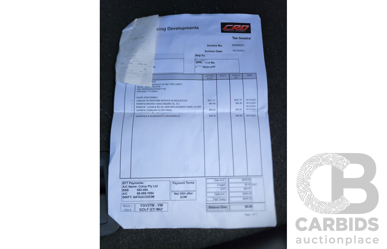 1/2017 Volkswagen Golf GTI AU Mk7 MY17 5d Hatchback Grey 2.0L - Turbo