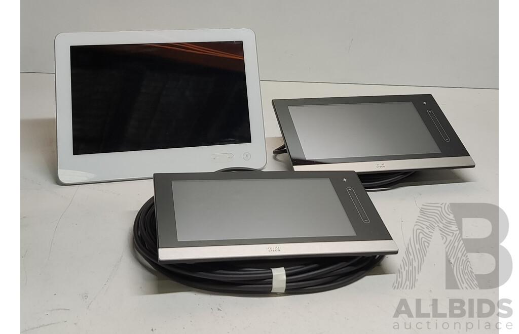 Cisco CTS-CRTL-DV10 & CTS-CTRL-DV8 TelePresence Touch Screen Displays W/ Large Box of Assorted Cables