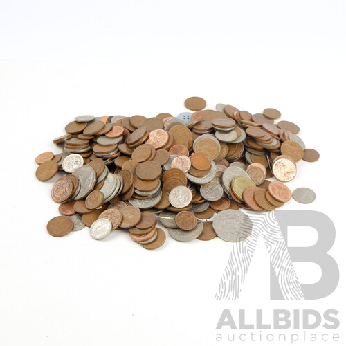 Collection of Australian 1c and 2c Coins, Florins, International Coins and More 