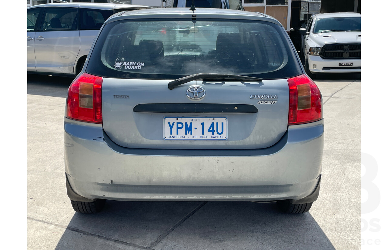 11/2002 Toyota Corolla Ascent SECA ZZE122R 5d Hatchback Grey 1.8L