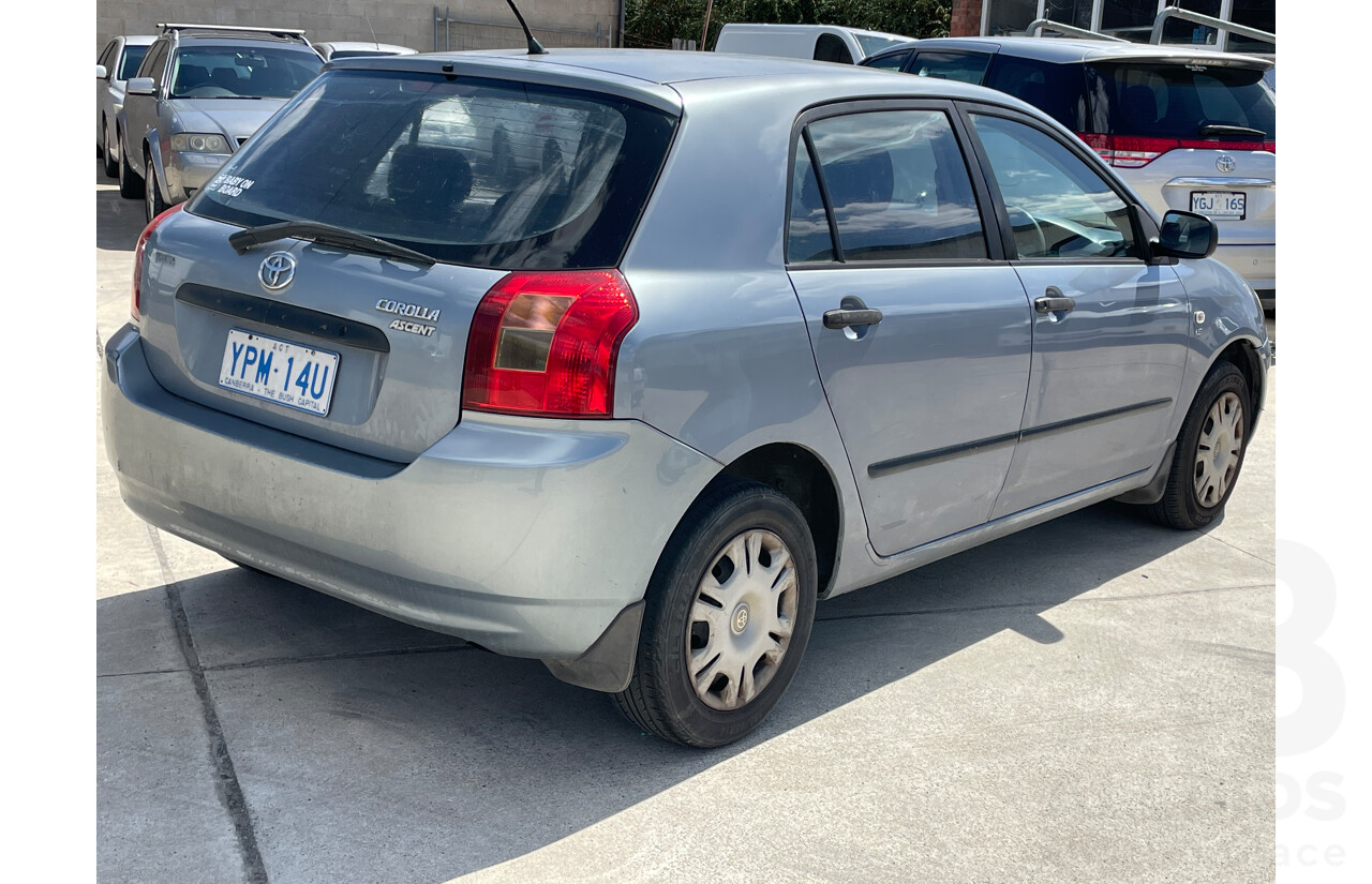 11/2002 Toyota Corolla Ascent SECA ZZE122R 5d Hatchback Grey 1.8L