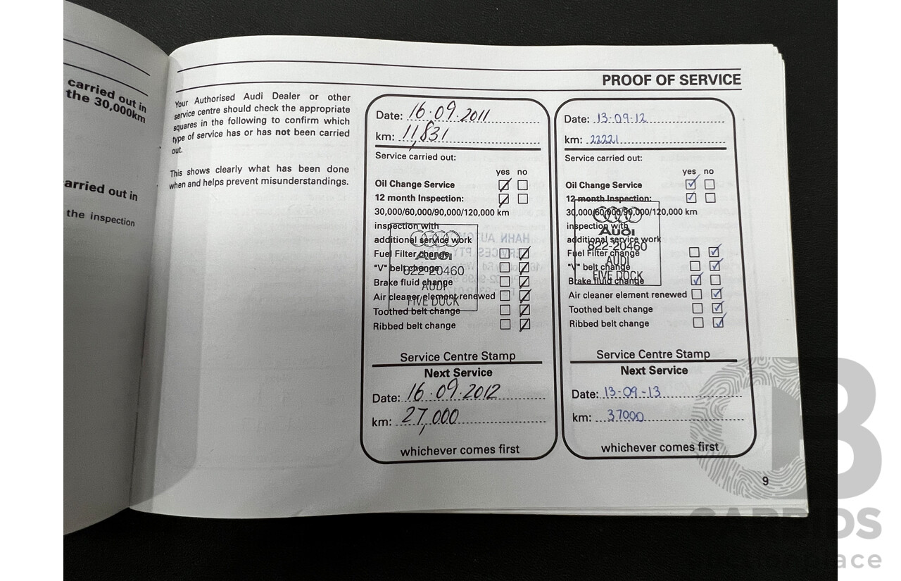 9/2010 Audi A5 2.0 TFSI 8T 2d Coupe White 2.0L Turbo