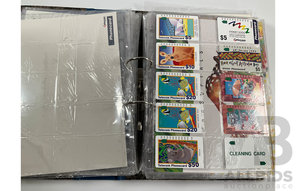 Album of Australian 1990's Telecom Mint Phone Cards and Phone Card Packs, States and Territories, Australia Day and More - Face Value Over $900