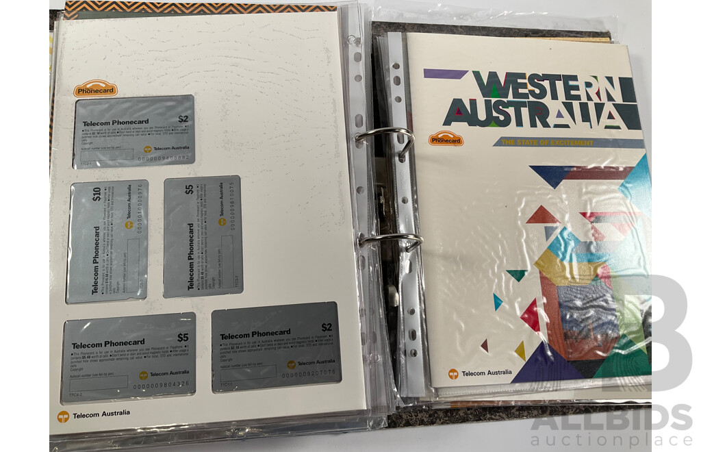 Album of Australian 1990's Telecom Mint Phone Cards and Phone Card Packs, States and Territories, Australia Day and More - Face Value Over $900