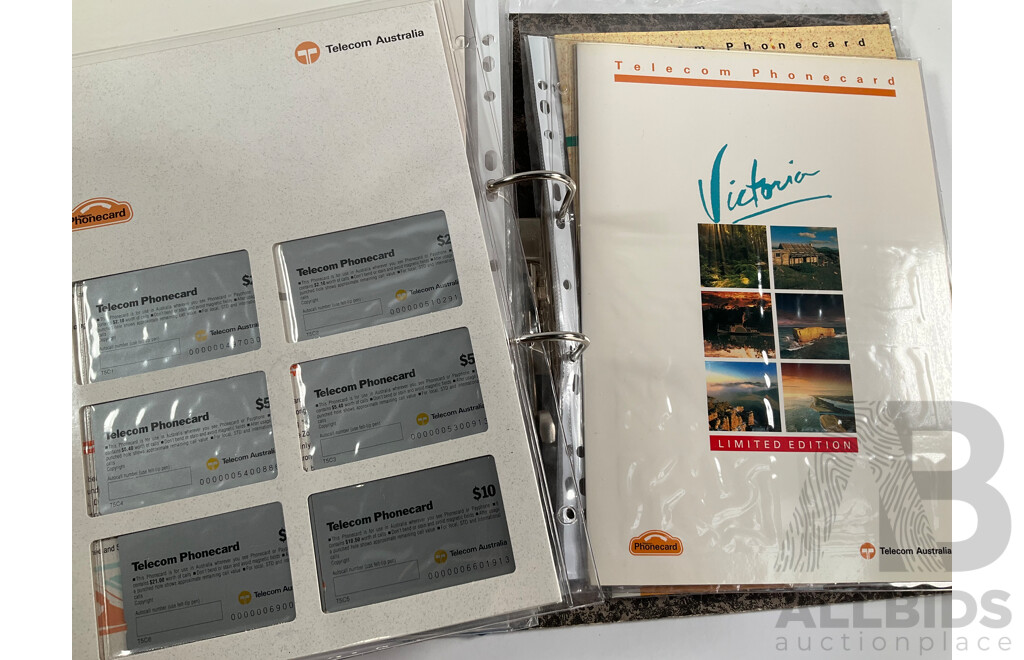 Album of Australian 1990's Telecom Mint Phone Cards and Phone Card Packs, States and Territories, Australia Day and More - Face Value Over $900