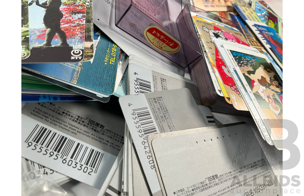 Collection of International Used Phone Cards Including Australia, China, Japan, Chile, United Kingdom, Germany, France