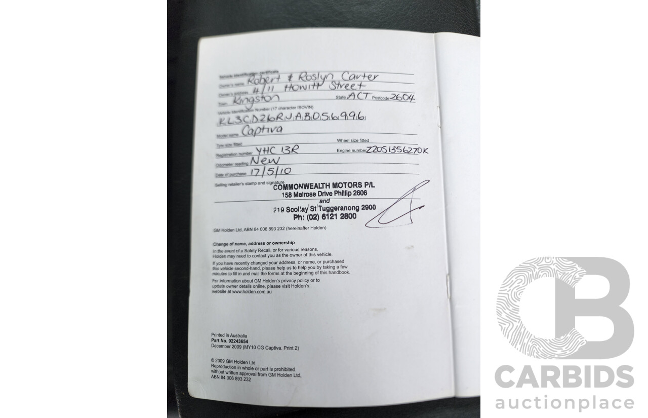 5/2010 Holden Captiva LX (4x4) CG MY10 4d Wagon White 2.0L Turbo Diesel - 7 Seater
