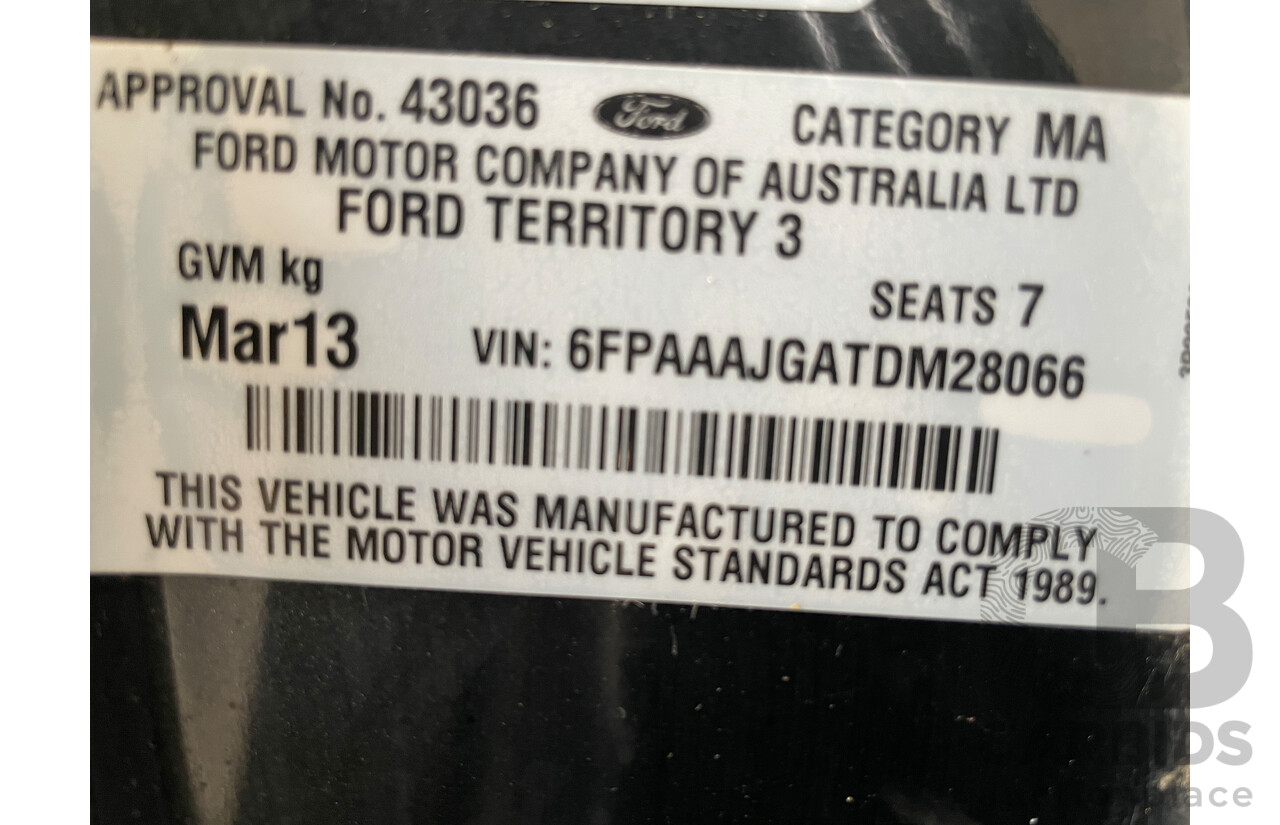 3/2013 Ford Territory Titanium (rwd) SZ 4d Wagon Grey 2.7L
