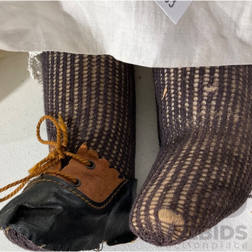 Vintage Ernst Heubach Doll Circa Early 1900s - With Horse Shoe Stamp to Back and Lace Dress and Bonnet