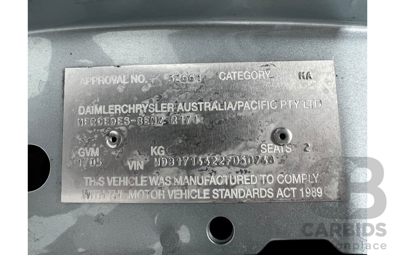 1/2005 Mercedes-Benz SLK 200 Kompressor R171 2d Convertible Blue 1.8L Supercharged