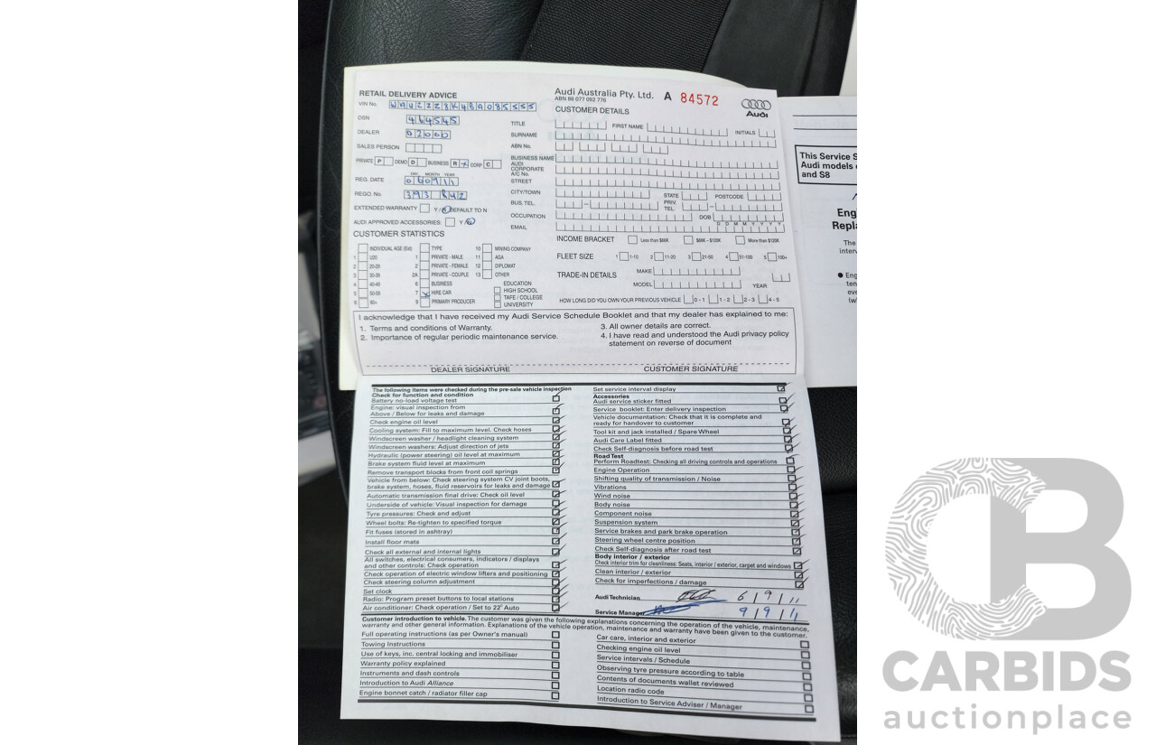 8/2011 Audi A4 1.8 TFSI B8 (8K) MY11 4d Sedan Grey 1.8L Turbo