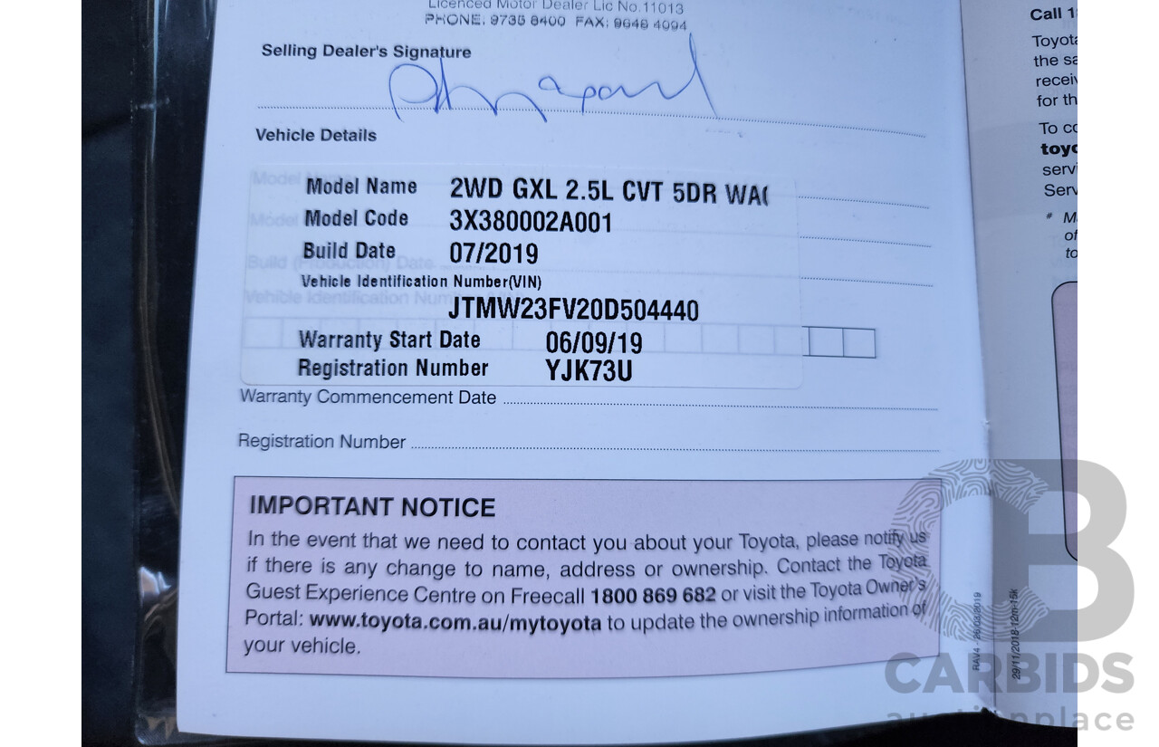 08/2019 Toyota RAV4 GXL Hybrid 2WD XA50 Atomic Rush Red 4d Wagon 2.5L - Hybrid